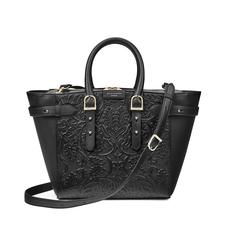 Midi Marylebone Tech Tote in Black Embossed Flower