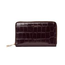Midi Continental Clutch Zip Wallet in Deep Shine Amazon Brown Croc