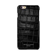 iPhone 7/8 Leather Cover in Deep Shine Black Croc & Black Suede