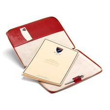 Executive A4 Zipped Padfolio in Berry Lizard & Cream Suede
