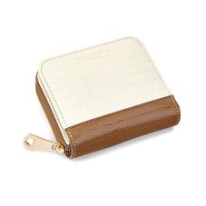 Mini Continental Zipped Coin Purse Deep Shine Ivory Small Croc & Camel Lizard