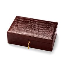 Savoy Jewellery Case in Deep Shine Amazon Brown Croc & Stone Suede