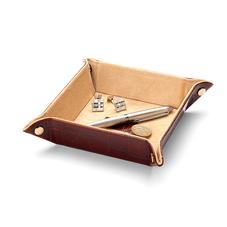 Mini Tidy Tray in Deep Shine Amazon Brown Croc & Stone Suede