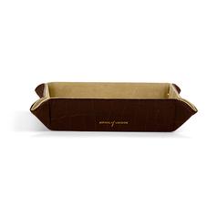 Medium Tidy Tray in Deep Shine Amazon Brown Croc & Stone Suede