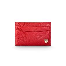 Slim Credit Card Case in Red Lizard & Cream Suede