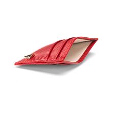Slim Credit Card Case in Red Lizard & Cream Suede