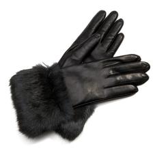Ladies Fur Cuffed Gloves in Black