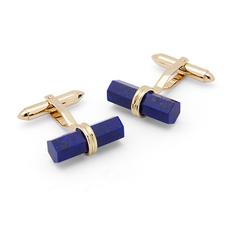 Angled Lapis Lazulite Barrel Cufflinks in 9ct Gold