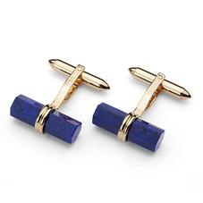 Angled Lapis Lazulite Barrel Cufflinks in 9ct Gold