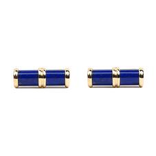 Double Barrel Lapis Lazulite Cufflinks in 9ct Gold