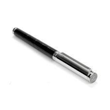 Sterling Silver & Leather Fountain Pen in Deep Shine Black Croc