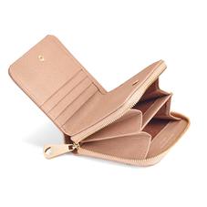 Mini Continental Zipped Coin Purse in Deer Saffiano