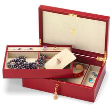 Savoy Jewellery Box in Berry Lizard & Cream Suede