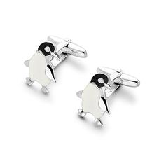 Sterling Silver & Enamel Penguin Cufflinks