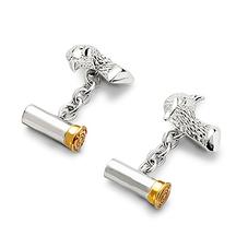 Sterling Silver & Gold Plated Pheasant & Cartridge Cufflinks