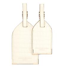 Set of 2 Luggage Tags Deep Shine Ivory Small Croc & Camel Lizard