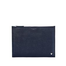 Mount Street Flat Pouch in Navy Saffiano