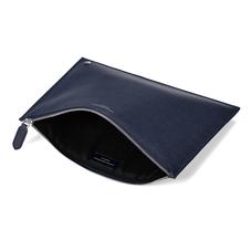 Mount Street Flat Pouch in Navy Saffiano