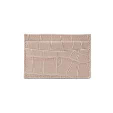 Slim Credit Card Case in Deep Shine Soft Taupe Small Croc