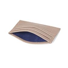 Slim Credit Card Case in Deep Shine Soft Taupe Small Croc