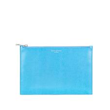 Large Essential Flat Pouch in Aquamarine Lizard