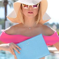 Large Essential Flat Pouch in Aquamarine Lizard
