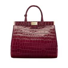 Large Florence Snap Bag in Deep Shine Bordeaux Croc