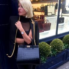 Large Florence Snap Bag in Monochrome Saffiano