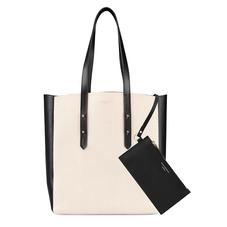 Essential Tote in Monochrome Mix & Black Suede