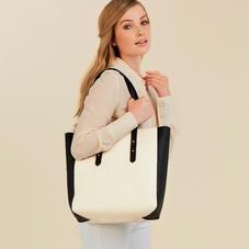 Essential Tote in Monochrome Mix & Black Suede