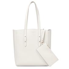 Essential Tote in Smooth Ivory & Navy Suede