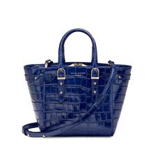 Mini Marylebone Tote in Deep Shine Navy Croc