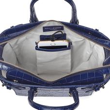 Mini Marylebone Tote in Deep Shine Navy Croc