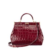 Small Florence Frame Bag in Bordeaux Croc