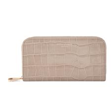 Continental Clutch Zip Wallet in Deep Shine Soft Taupe Croc