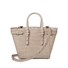 Mini Marylebone Tote in Deep Shine Soft Taupe Croc