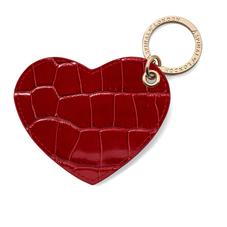 Heart Keyring in Deep Shine Red Croc