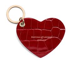 Heart Keyring in Deep Shine Red Croc