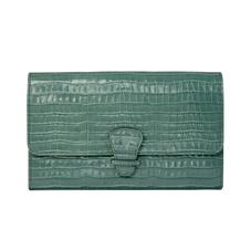 Classic Travel Wallet in Deep Shine Sage Small Croc