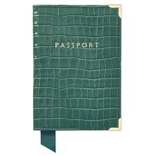 Passport Cover in Deep Shine Sage Small Croc