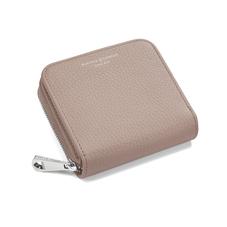 Mini Continental Zipped Coin Purse in Soft Taupe Pebble