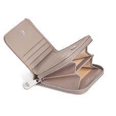 Mini Continental Zipped Coin Purse in Soft Taupe Pebble