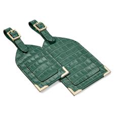 Set of 2 Luggage Tags in Sage Small Croc