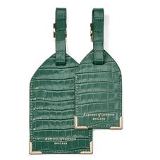 Set of 2 Luggage Tags in Sage Small Croc