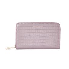 Midi Continental Clutch Zip Wallet in Deep Shine Lilac Small Croc
