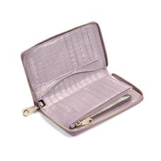 Midi Continental Clutch Zip Wallet in Deep Shine Lilac Small Croc