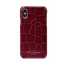 iPhone X Leather Cover in Deep Shine Bordeaux Croc