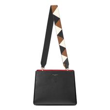 Small Ella Hobo in Black Pebble with Zig Zag Strap