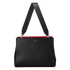 Large Ella Hobo in Black Pebble Suede with Plain Strap