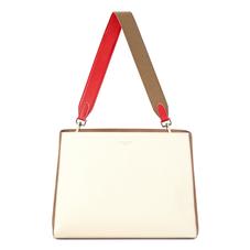 Large Ella Hobo in Ivory Pebble with Dahlia & Camel Strap
